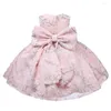 Fille robes bébé robe 1 an anniversaire infantile Floral Tulle princesse arc robe de baptême né fête de mariage baptême Vestidos