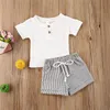 Ensembles de vêtements été décontracté bébé garçons filles tenues costume blanc bouton coton lin chemises Topsandrayé pantalon 2 pièces ensemble pour bébé