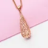 Chains 585 Purple Gold Necklace For Women Simple Classic Hollow Water Drop Pendant Plated 14K Rose Wedding Party Jewelry