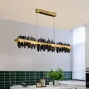 Ljuskronor Youlaike Modern LED -ljuskrona för matsal Flame Design Hanging Lamp Kitchen Island Rektangel Ljusarmaturer med dimbara