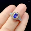 Cluster Rings Flower Carving Blue Crystal Saphire Gemstones Bling Zircon Diamonds For Women White Gold Color Jewelry Bijoux Wedding Gift