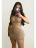 Casual Dresses IDress Women Sheer Mesh Dress Sparkle Rhinestone Strap Stretchy Bodycon Sexy Night Club Party Vestidos Summer Outfits
