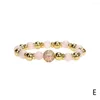 Charm Bracelets EYIKA Boho Gold Plated Beads CZ Basketball Bracelet Blue Pink Ball Bead Elastic Chain Bangle Women Men Couple Jewelry