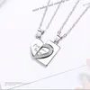 Pendant Necklaces Fashion Couple S925 Silver Color Simple Love Square Two-in-One Necklace Anniversary Gift X129