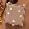 Catene in acciaio inossidabile 316L a doppio strato grande collana di perle per le donne Trend Girls impermeabile catena di gioielli regalo di nozze per feste
