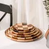Plates Walnut Disc Splicing Ash Wood Tray Dinner Plate Wooden Round Household