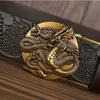 Flying Dragon Pattern Leather Brand Style Gold Buckle Cinturón de negocios para hombres G230529