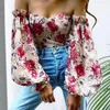 Damen Blusen Sommer Damen Sexy Blumendruck Bluse Schulterfrei Laternenärmel Tube Tops Ladise 2023 Mode Streetwear Schlank