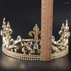 Hair Clips Adjustable Round Wedding King Tiara Crown Headpiece For Men Party Ornaments Rhinestone Head Jewelry Accessories