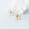 Ohrstecker MoveAcc Trendy 925 Sterling Silber Gelbe Gänseblümchenblume Für Frauen Edlen Schmuck Mädchen Geburtstagsgeschenk
