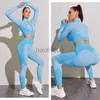 Damskie dresy damskie niezbędny zestaw szwu damskie trening z długim rękawem ubrania fitness Tops Gym Leggingi Kobiety Zestaw ActiveWear Sports J230525