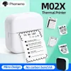 Printers Phomemo M02X Portable Mirro Design Mini Thermal Label Printer 57mm Printing Wireless Bluetooth Mobile Printer Pocket Impresora