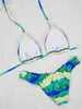 New Rainbow Sparkling thong 2023 Women's Two Piece Bikini Set Strap Bathroom Swimwear P230530