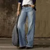 Frauen Jeans modische Frauen Cowboy Retro -Stil gerade Bein locker in graublau schwarz 2023