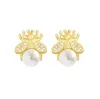 Små delikat Bee Pearl Earrings 925 Silver Needle Stud Earrings Kvinnliga modeörhängen Kvinnliga fest födelsedagsmycken gåvor