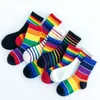 Fashion Rainbow Socks for Kids Spring Lato Kolny pasek oddychający bawełniany dziewczęta chłopcy tube skarpetki długie skarpetki 1-8 lat hurtowe