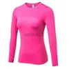 Damen-T-Shirt, Damen-Laufblusen, Hemden, Sportoberteile, Strumpfhosen, Fitness-T-Shirt, schnell trocknende Sportbekleidung, elastische Rashguard-Thermotrikots J2305