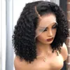 Brésilien 13x6 dentelle avant Bob perruques pré plumé bébé cheveux vague profonde courte vague d'eau bouclés 4x4 Bob perruque perruques de cheveux humains pour les femmes