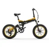 Bezior XF200 Folding Electric Bike 48V 15AH Batteri 1000W MOTOR 20X4,0 tum fettdäck Aluminiumlegering Frame Shimano 7 -växlad skift Max hastighet 40 km/h - svartgul