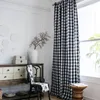 Curtain Finished Black And White Lattice Fringe American Small Window Kitchen Cotton Linen Semi-shading Bay