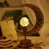 Decorative Objects Figurines Gold Ramadan Moon Led Lamp Decoration for Home Metal Ramadan Kareem Light Decoration Eid Mubarak Muslim Eid Al Adha Gift 230530