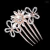 Hair Clips Crystal Butterfly Bridesmaid Headdress Pearl Bridal Comb Clip Hairpin Flower Bride Head Piece For Women Wedding Accessories