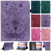 Mode lederen portemonnee Kas voor Samsung Tab S7+ 12.4 A8 10.5 A7 Lite 10.4 S7 S8 S6 Lite T290 T295 A T510 T515 Retro Imprint Butterfly Flower Id Card Slot Holder Flip Cover Pouch