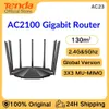 Routrar Tenda WiFi Wireless Router AC23 2.4G 5GHz WiFi Range Extender med 7*6dbi Externa antenner bredare täckning WiFi Signal Amplifer