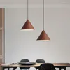 Pendant Lamps Modern Wood Color Light Led Hanging Lamp Fixture Japanese Restaurant Bar Living Room El Decor Suspension Metal