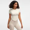 Koszulka żebrowana damska T-shirt top z krótkiego rękawu koszule Wyjmowana wyściełana na siłowni koszula na fitness trening Top Active Wear Women Top J2305