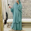 Etniska kläder Jilbab 2 -stycken Set Muslimsk kvinnor Hijab Dress Prayer Plagg Abaya Long Khimar Ramadan Arab Gown Abayas Set Islamiska klädrock 230529