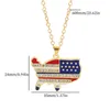 Trendig designer USA National Flag Pendant Necklace Map Pentagrams Heart Charm Long Chain Halsband för män Kvinnor Hiphop smycken gåvor