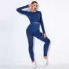 Trainingspakken voor dames Trainingssets voor dames 2-delig naadloos trainingspak trainingspak met hoge taille en crop top gymkledingset J230525