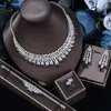 Cristalli di lusso Dubai Arabo Nigeria Set di gioielli da sposa in zirconia per matrimonio Sparkly Diamond Women Party Jewelry Collana Orecchini Bracciale Set di anelli CL2335