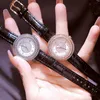 BS Sparkling Diamond Black Rose Quartz Women's Original Waterproof Leather Gold Watch Fashion Trend G230529