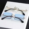 Sunglasses LNFCXI Rimless Rectangle Sunglasses Women Men Shades Gradient UV400 Sun Glasses Retro Frameless Sunglasses Fast Logistics L230523