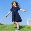 Mädchen Kleider Casual Kinder Baumwolle Kleid 2023 Sommer Teen Mädchen Kurzarm Kinder Kleidung Baby Nette Kleidung Tasten #6322