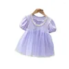 Abiti da ragazza Bow Vestiti per ragazze 2023 Summer Princess Flying Sleeve Kids Dress Party Baby For Children Abbigliamento 0-3Y