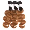 Brazylijskie dziewicze przedłużenia włosów ludzkich Human Human Hair Extension Sily Fail Body Fala 1B/27# 1B/30# Ombre Kolor 10-30 cala 3 wiązki podwójne wątek Dwa tony kolor