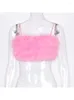 Tanques femininos Crop rosa feminino Top vintage Y2K 2023 Summer Feather Camisole Fashion Streetwear Tubo Casual Feminino Sexy Off ombro