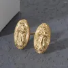 Orecchini a bottone CottvoGeometric Oval Virgin Mary Ear Studs Placcato oro Nostra Signora di Guadalupe Per le donne Gioielli di fede religiosa