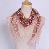 Halsdukar 1pc kvinnor mode triangel tassel wrap lady shawl spets ren blommig tryck halsduk för