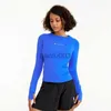 Camiseta de mujer Vansydical Camisetas de manga larga Running Fitness Wear Camiseta deportiva para mujer con orificios para los pulgares Estiramiento Transpirable Athletic Tops J2305