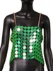 Serbatoi da donna 2023 Canotta da donna in acrilico con perline Camis Top Reggiseno Cover Crop Fatto a mano Bling Verde oro con paillettes Canotta in metallo Canotta Seno Corpo