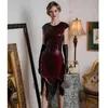 Lässige Kleider Damen Retro 1920er Jahre Perlen Pailletten Blatt Art Deco Gatsby Flapper Kleid Party Abend Pailletten Fransen Kleid