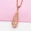 Chains 585 Purple Gold Necklace For Women Simple Classic Hollow Water Drop Pendant Plated 14K Rose Wedding Party Jewelry