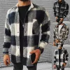 Qnpqyx jackets masculinos de moda masculina xadrez casual de flanela casual de manga comprida conforto suave estilos de ajuste masculino Cardigan camisa