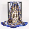 Scarves Wholesale Vintage Black Gold Silk Scarf Women Large Shawl Stoles Square Bandanna Female Foulard Hair/Head