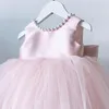 Vestido de menina vestido de princesa da menina para um ano de festas de aniversário rosa de um ano, vestido de aniversário de flores de flores elegante performance