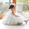 Fille robes bébé robe dentelle Tulle sans manches né bal baptême infantile 1 an anniversaire porter enfant en bas âge baptême robe de bal